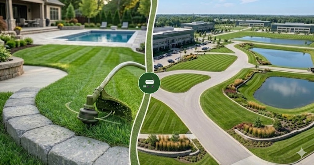 Wide Open Lawn Care team working on a beautifully maintained property in Des Moines, Iowa